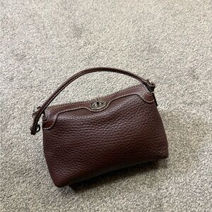 COACH Y2K Vintage Leather Turnlock Chocolate Mini Hobo Wristlet Bag